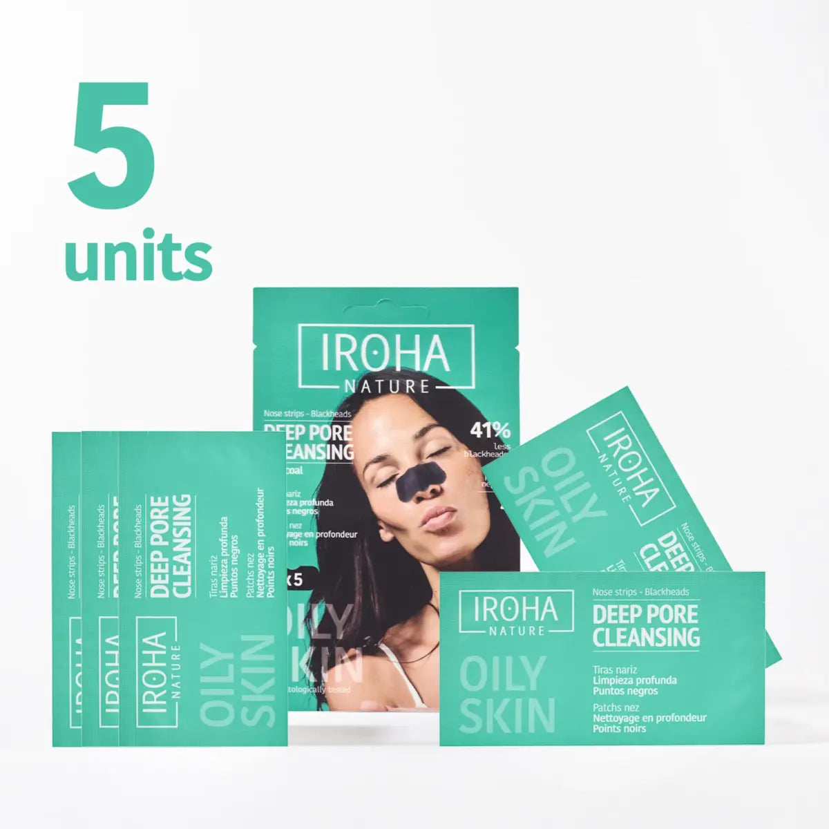 IROHA DETOX CHARCOAL BLACK nose strips 5 u