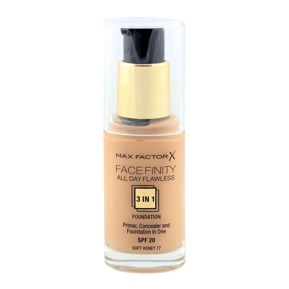 MAX FACTOR FACEFINITY 3IN1 primer, concealer &amp; foundation #77-soft honey 30 ml