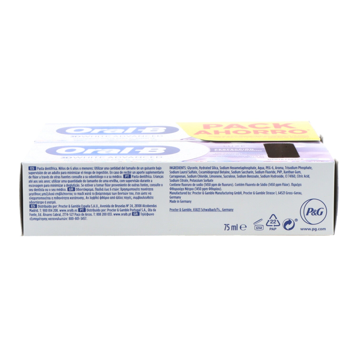 ORAL-B 3D WHITE LUXE PERFECTION toothpaste 2 x 75 ml
