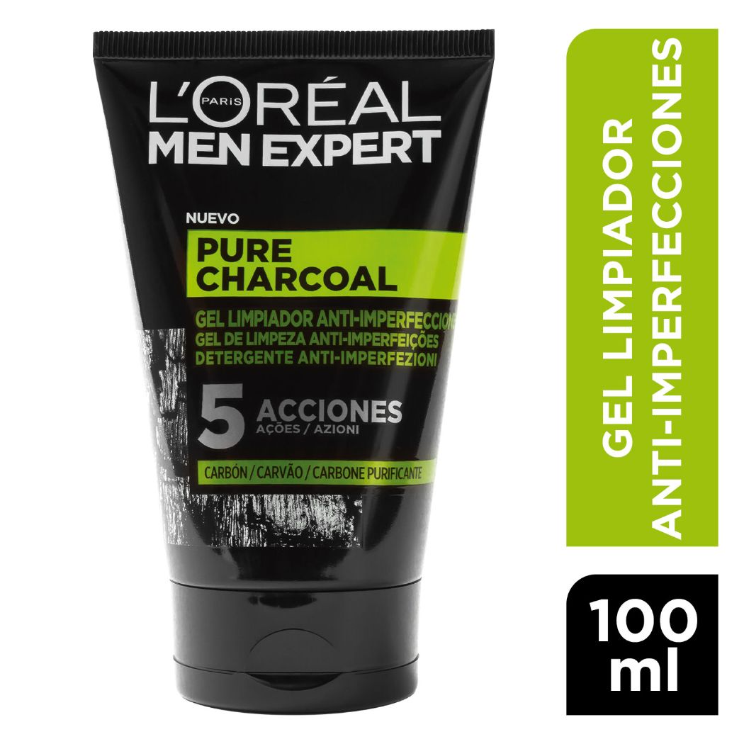 L'ORÉAL PARIS MEN EXPERT pure charcoal gel limpiador purificante 100 ml