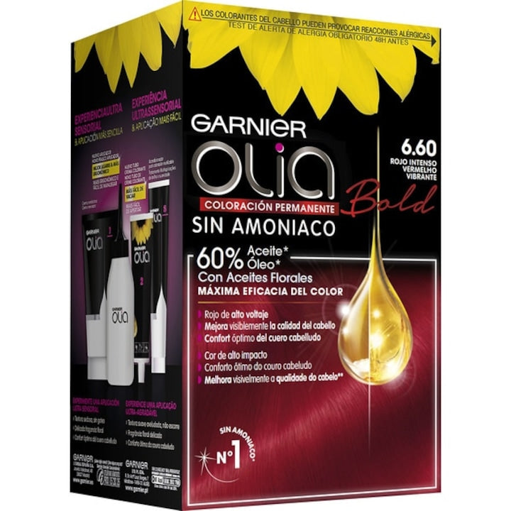 GARNIER OLIA coloración permanente sin amoniaco #6.60-rojo intenso 1 u