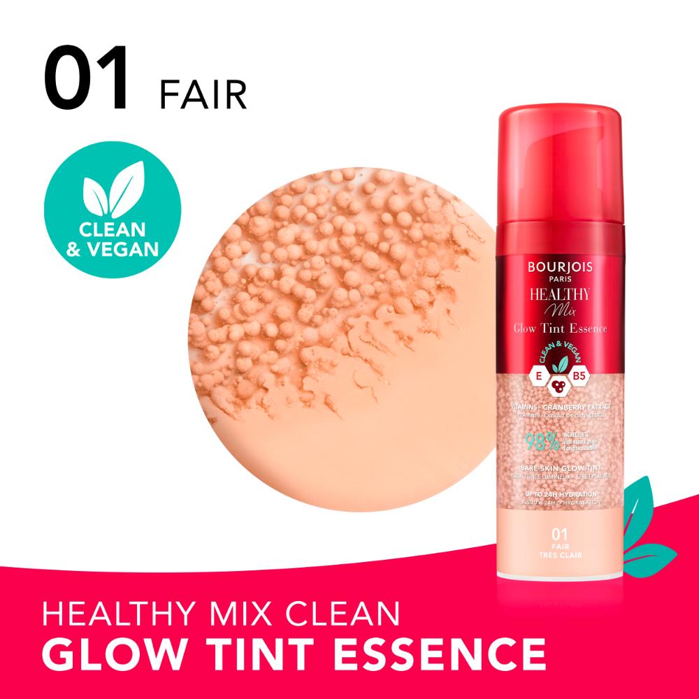 BOURJOIS HEALTHY MIX GLOW TINT ESSENCE makeup base #01-Fair 30 ml