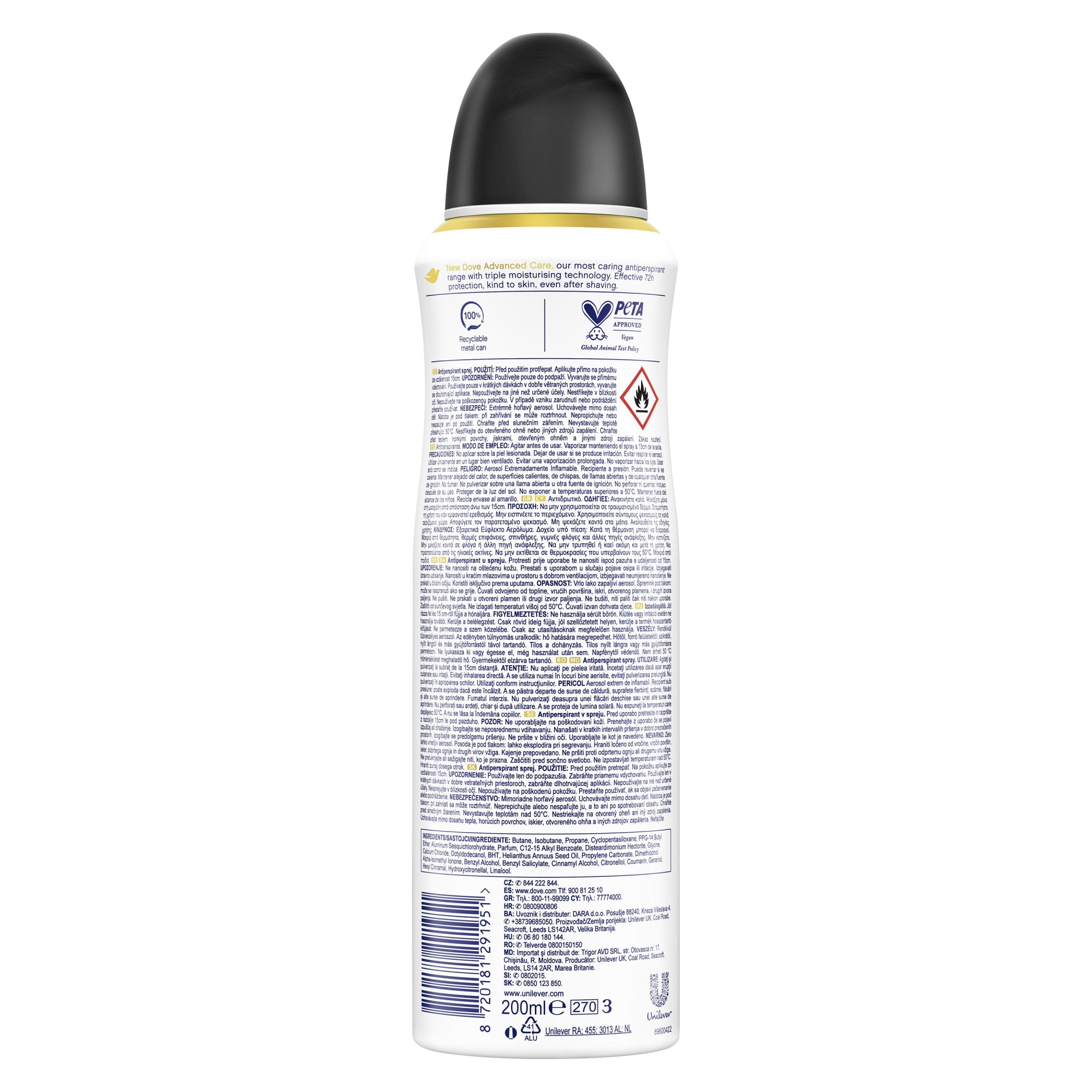 DOVE INVISIBLE DRY ADVANCED CARE deodorant spray 200 ml