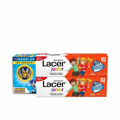 LACER JUNIOR dental gel strawberry duo + gift 2 x 75 ml 2 u