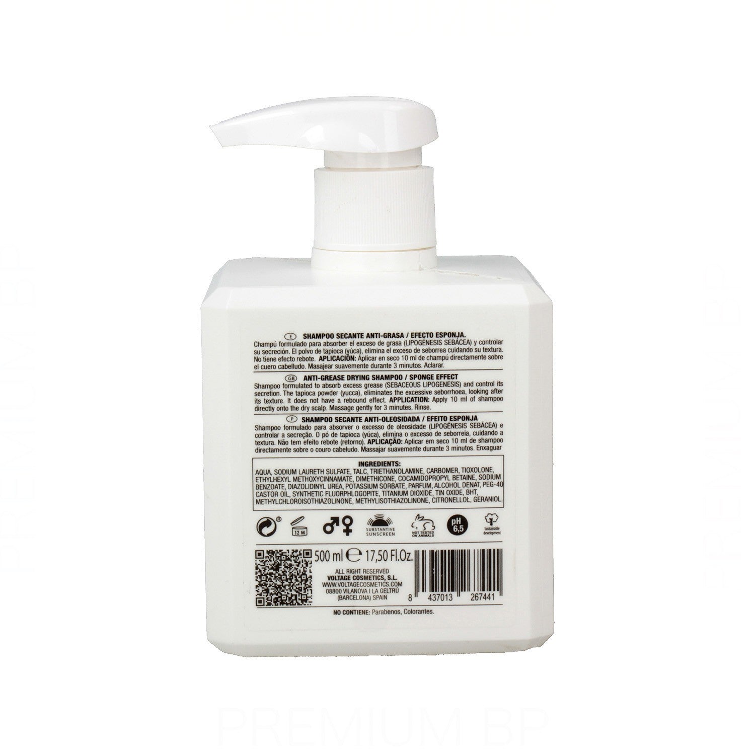 VOLTAGE COSMETICS ANTI-GRASA champú secante 500 ml
