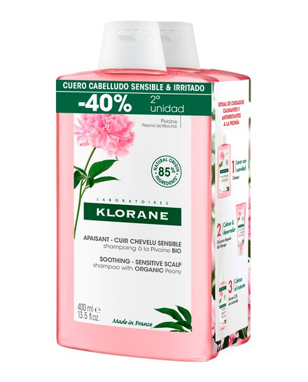 KLORANE A LA PEONY BIO soothing shampoo duo 2 x 400 ml
